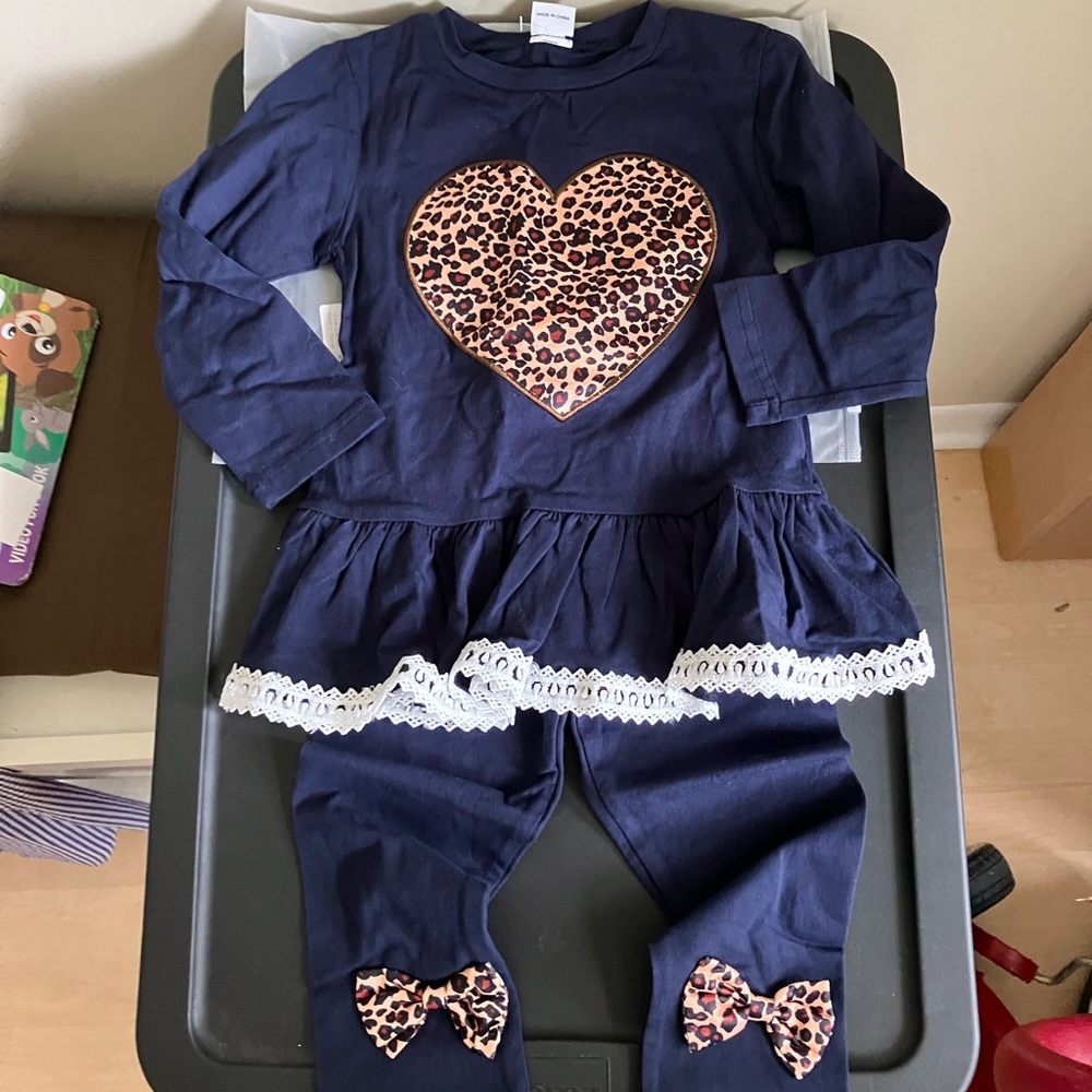 2pc Blue & Animal Print Outfit